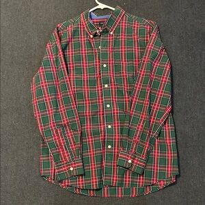 Chaps Red and Green Plaid Button-Down Shirt